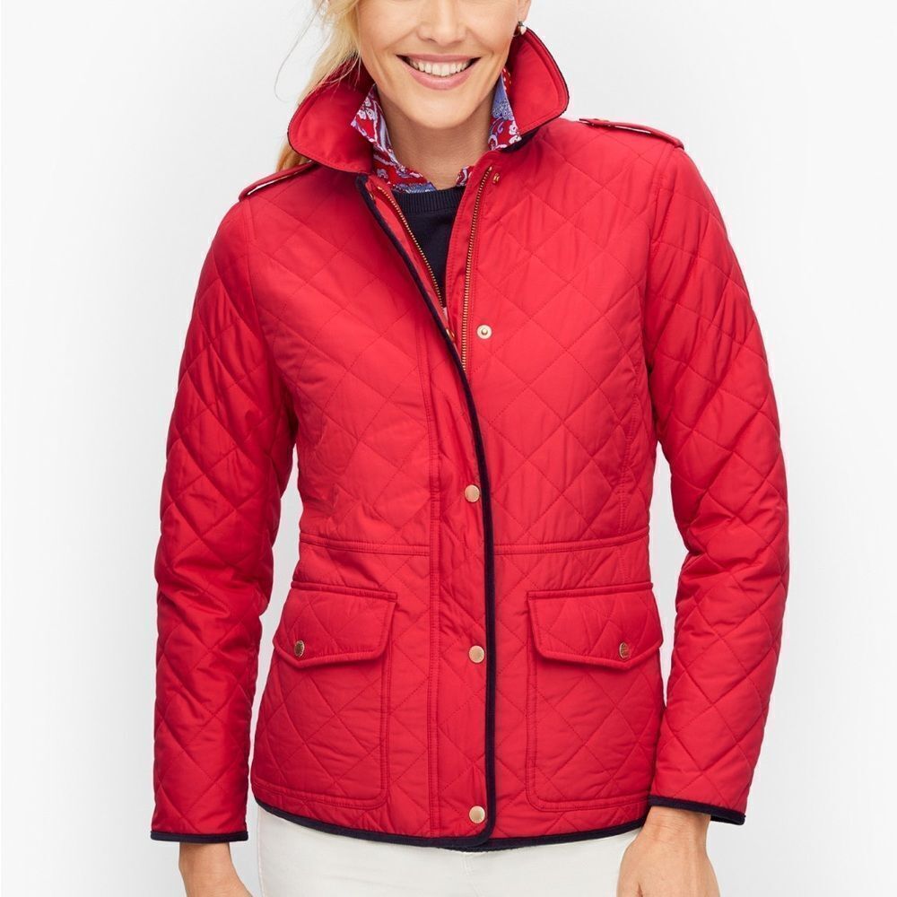 NWT Talbots Quilted Barn Jacket Size 1X Red Equestrian Fox Hunt Preppy